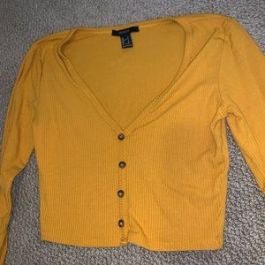 Cropped Yellow V Neck